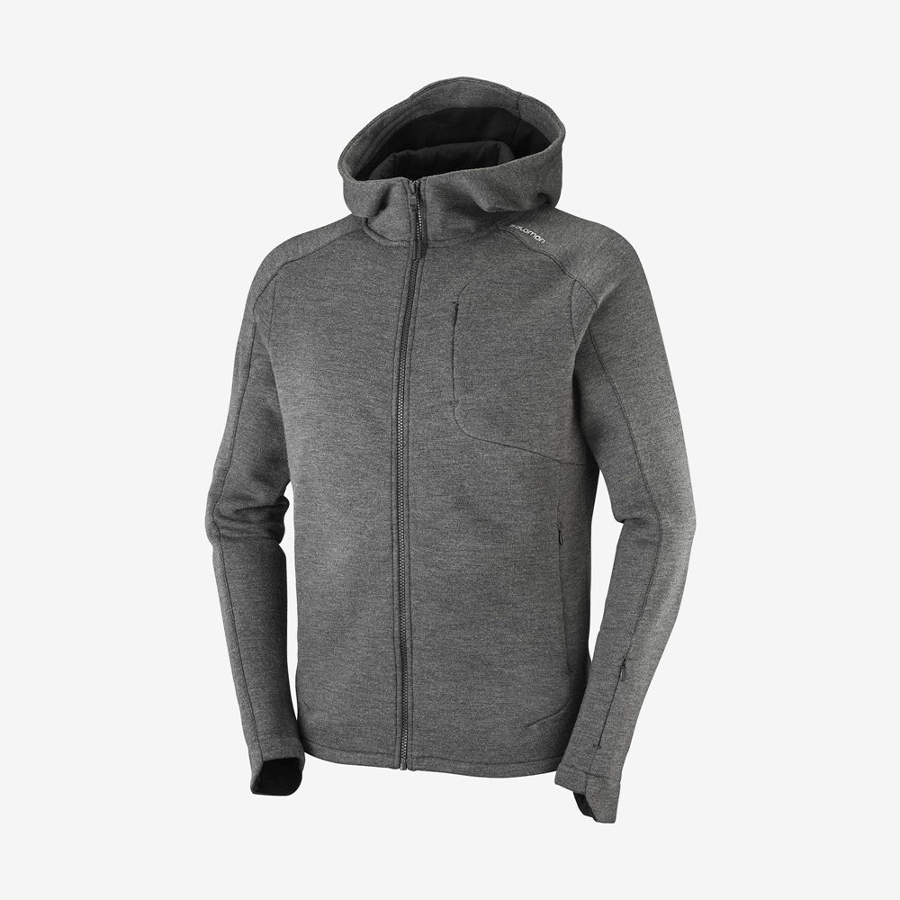 Salomon Singapore Mens Midlayers - OUTLIFE TECH LS FZ MID HOODIE M Mid Grey | 16058-MQST